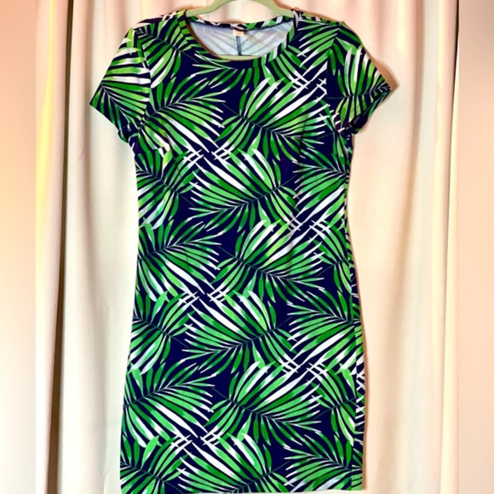 Old Navy Short Sleeve Summer print jungle ferns dress cute EUC Size M